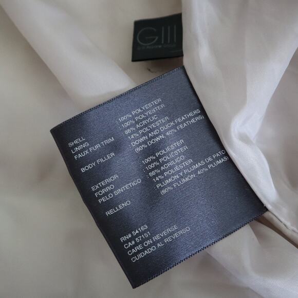 Kenneth Cole Reaction Womens Quilted Long Down Jacket Size Medium Cream Zip Up - Picture 9 of 11